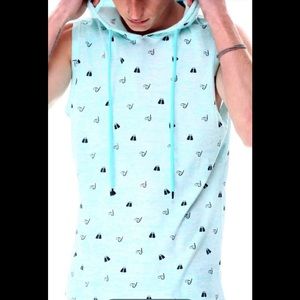 Comp. Eighty one Sleeveless hoodie T snorkle sufer blue  size small 100% cotton